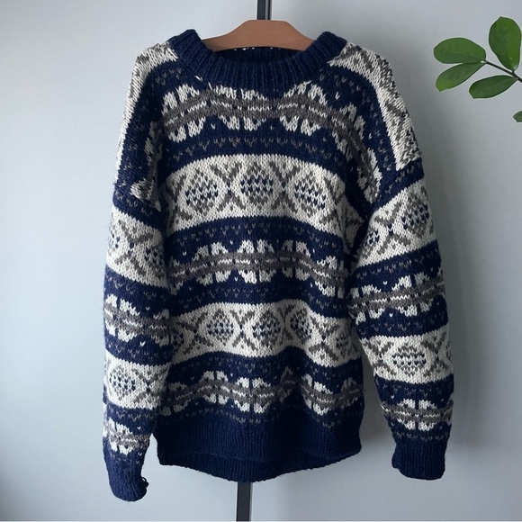 Vintage Alma 100% Wool Thick Handmade Mens Sweater Size Large - Picture 1 of 9